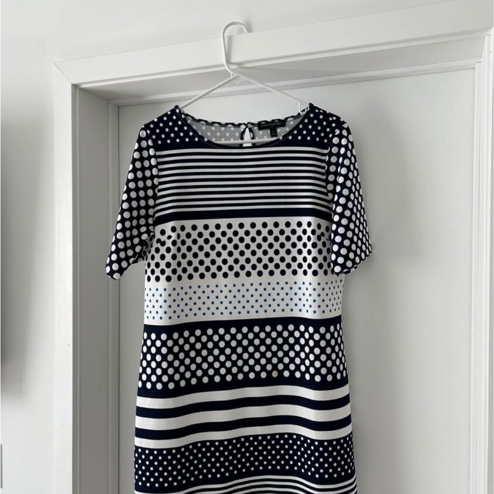 Banana Republic Navy and White Polka Dot Dress